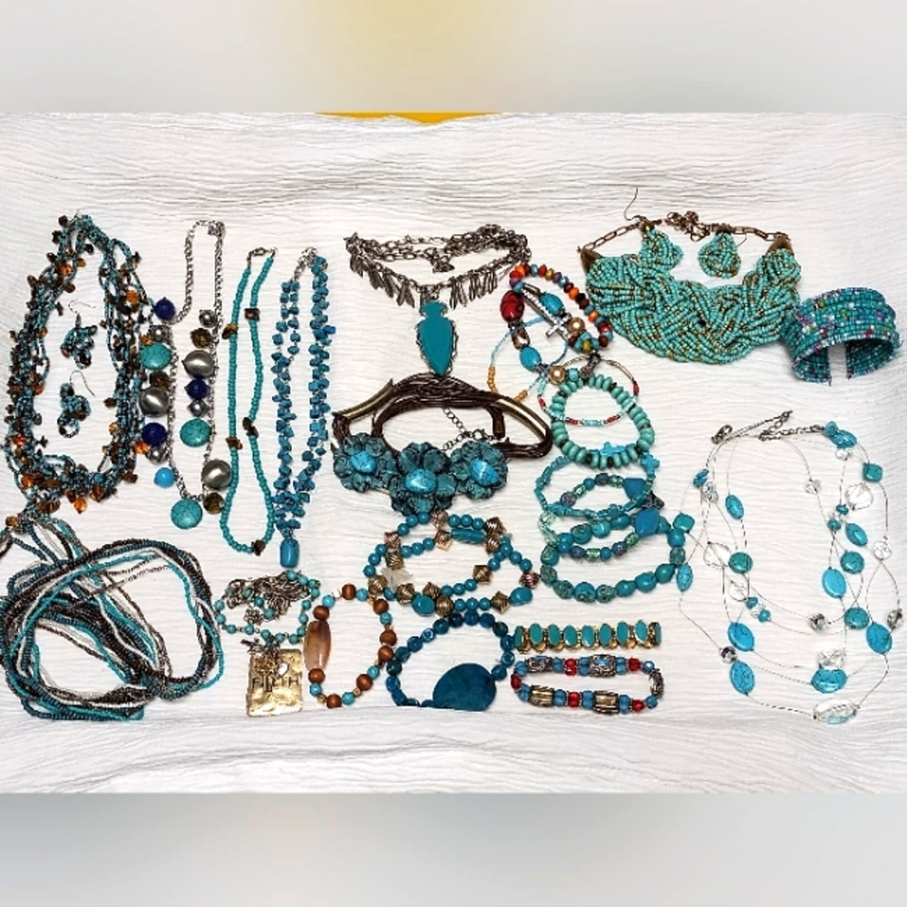 Turquoise Beaded Jewelry Set Bundle